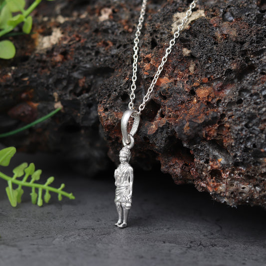 Akshat Sapphire Sterling Silver (92.5% purity) God Swaminarayan Chain Pendant (Pendant with Snake Chain) for Men & Women Pure Silver Swaminarayan Chain Locket for Good Health & Wealth