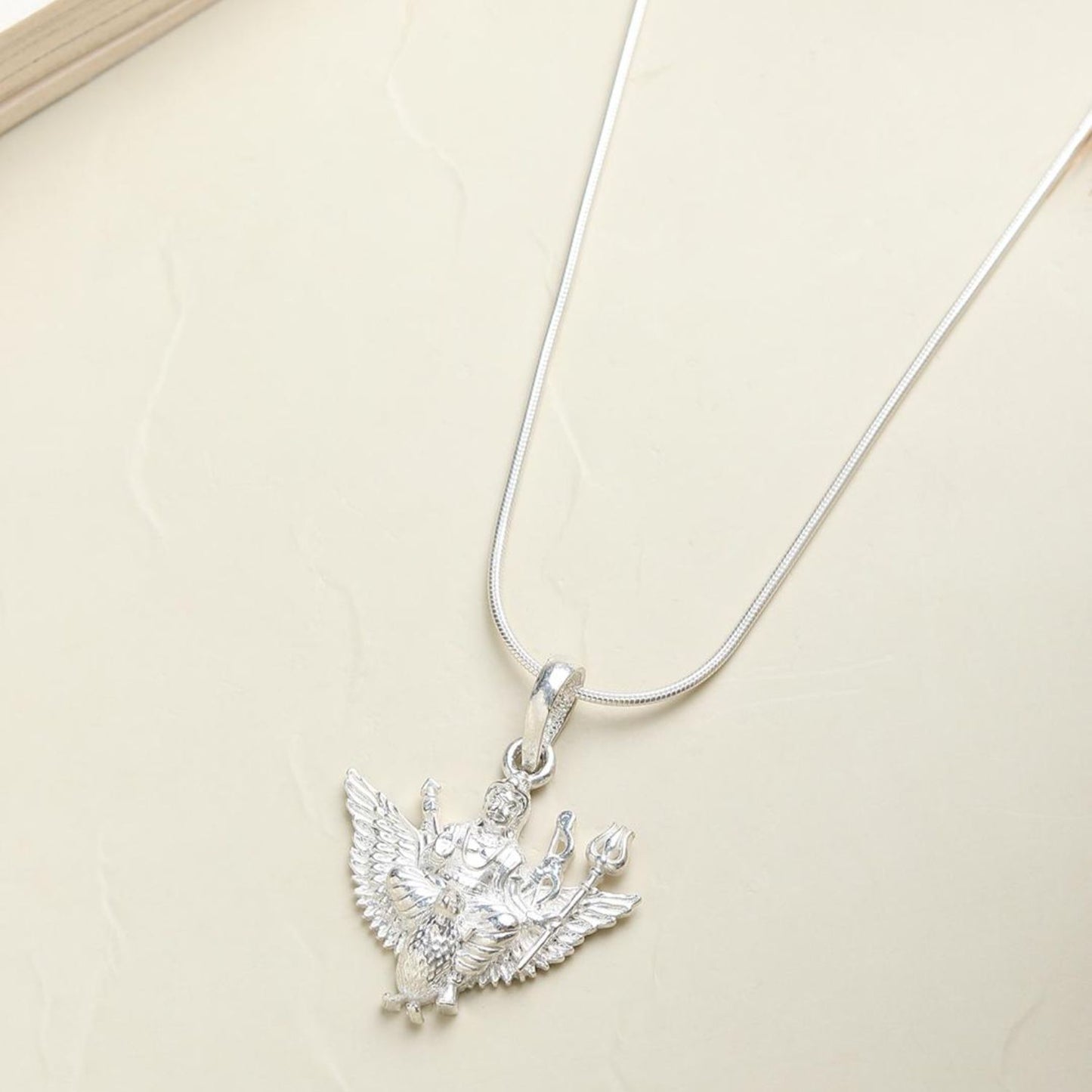 God Shani Dev Pure Silver 92.5% purity Chain pendant by Shani Dev Pendant (Pendant with Snake Chain-18 inches)