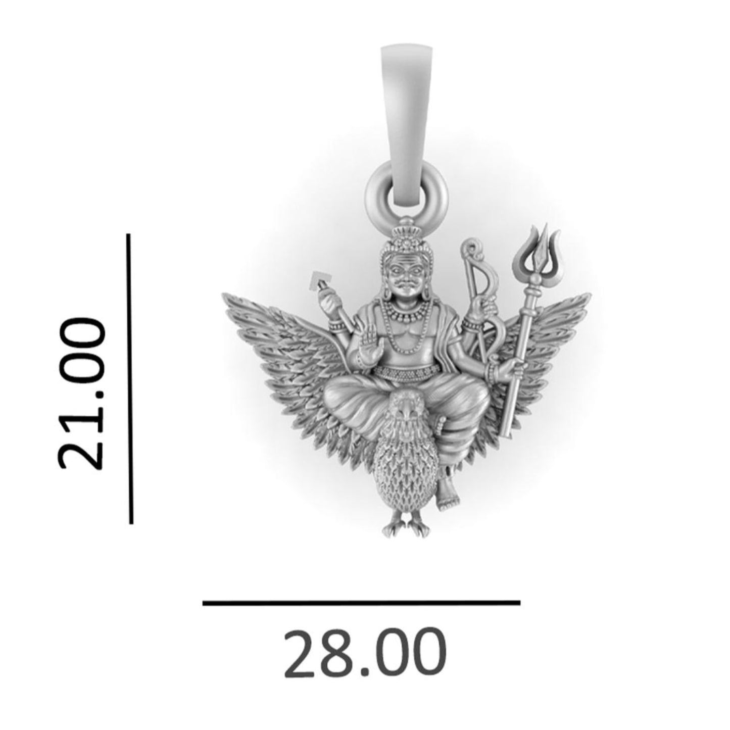God Shani Dev Pure Silver 92.5% purity Chain pendant by Shani Dev Pendant (Pendant with Snake Chain-18 inches)