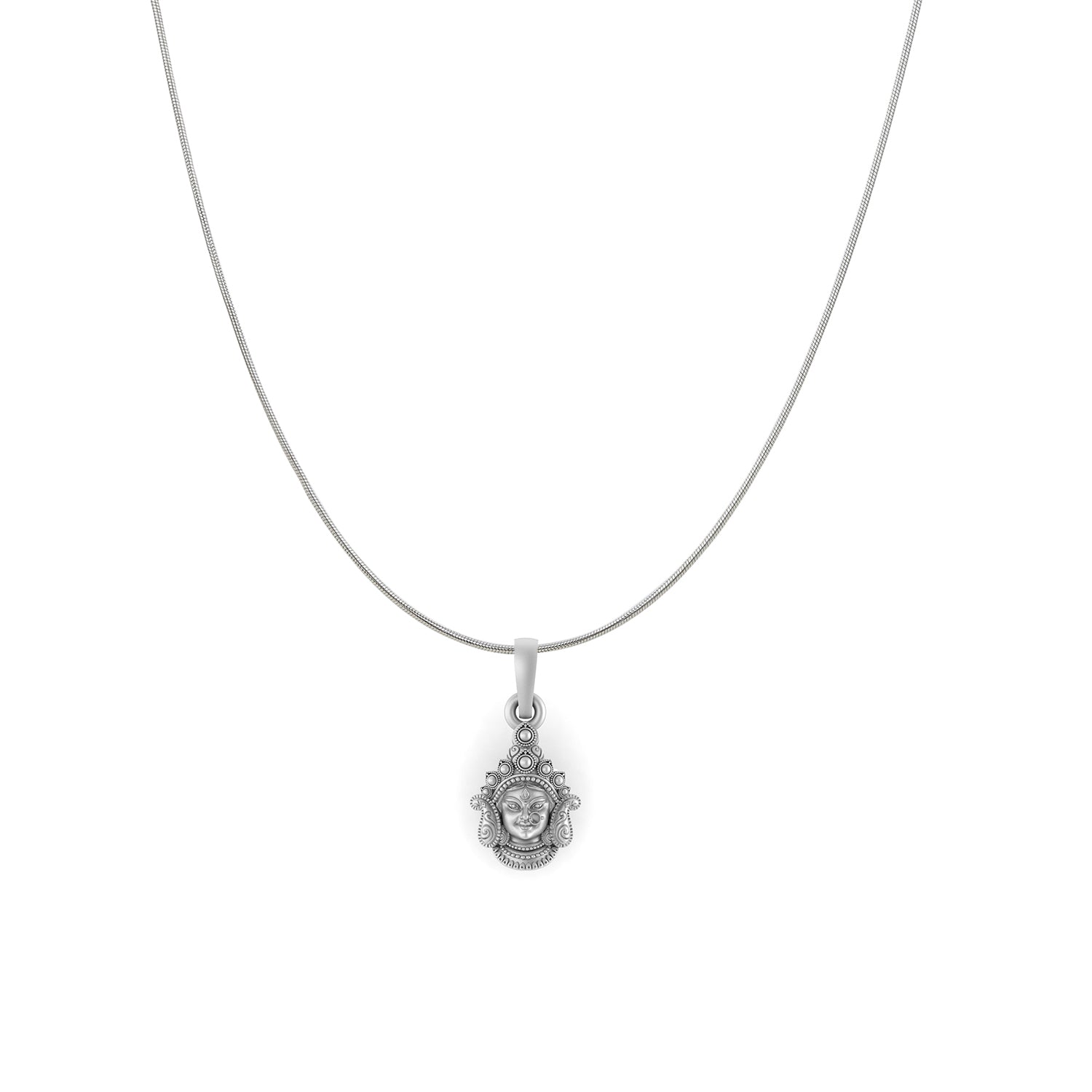 God Durga Maa Pure Silver 92.5% purity Chain pendant by Akshat Sapphire Durga Maa Pendant (Pendant with Snake Chain-18 inches)