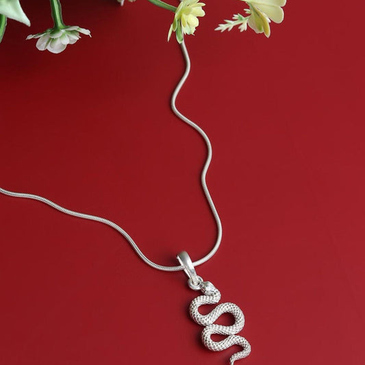 Sterling Silver 92.5 Snake Pendant with snake Chain 18 Inches for women by Akshat Sapphire PSS7357