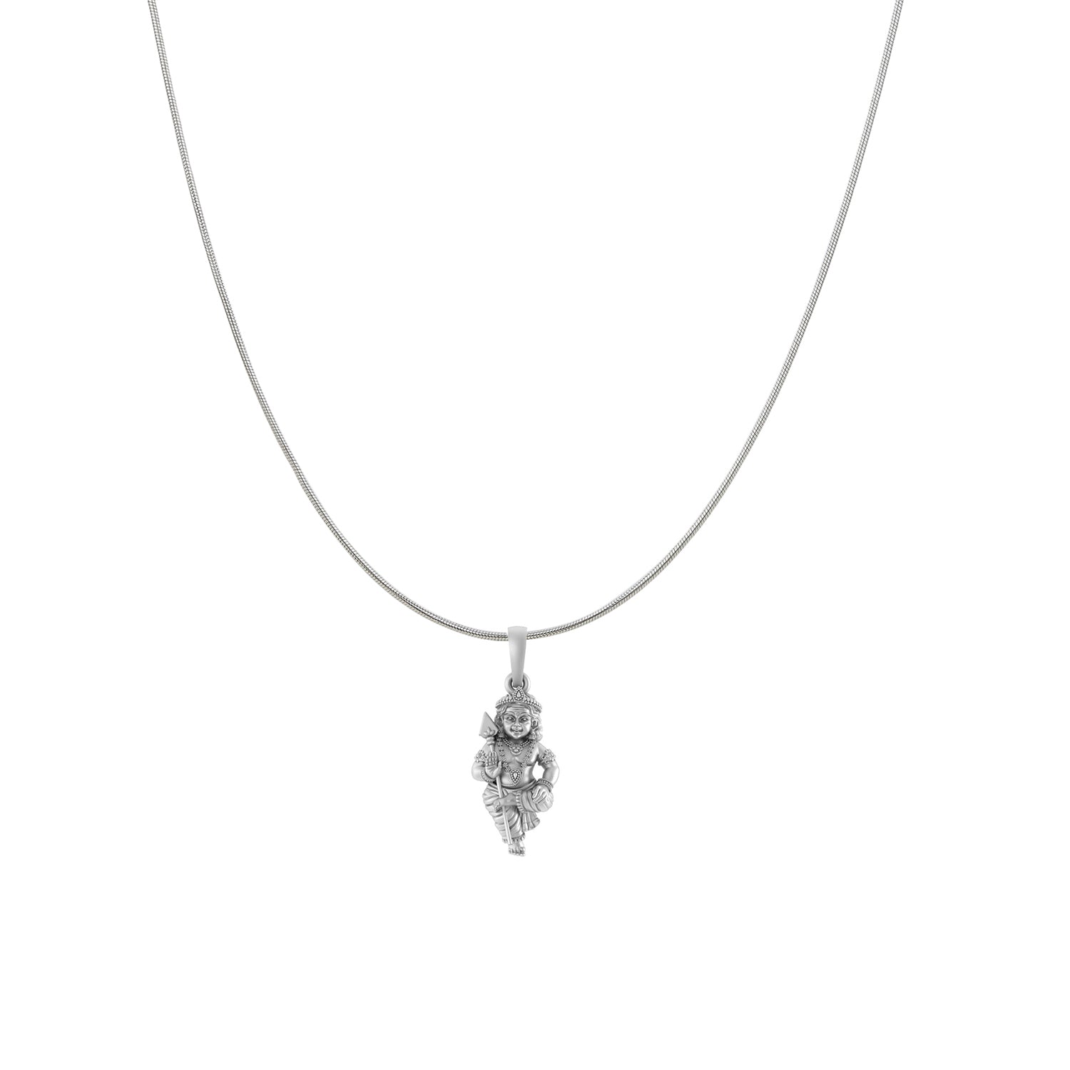 God Kartikeya Pure Silver 92.5% purity Chain pendant by Akshat Sapphire Murugan Pendant (Pendant with Snake Chain-18 inches)