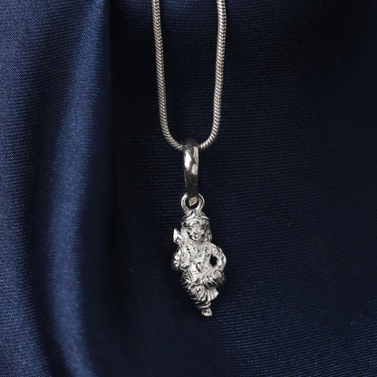 God Kartikeya Pure Silver 92.5% purity Chain pendant by Murugan Pendant (Pendant with Snake Chain-18 inches)