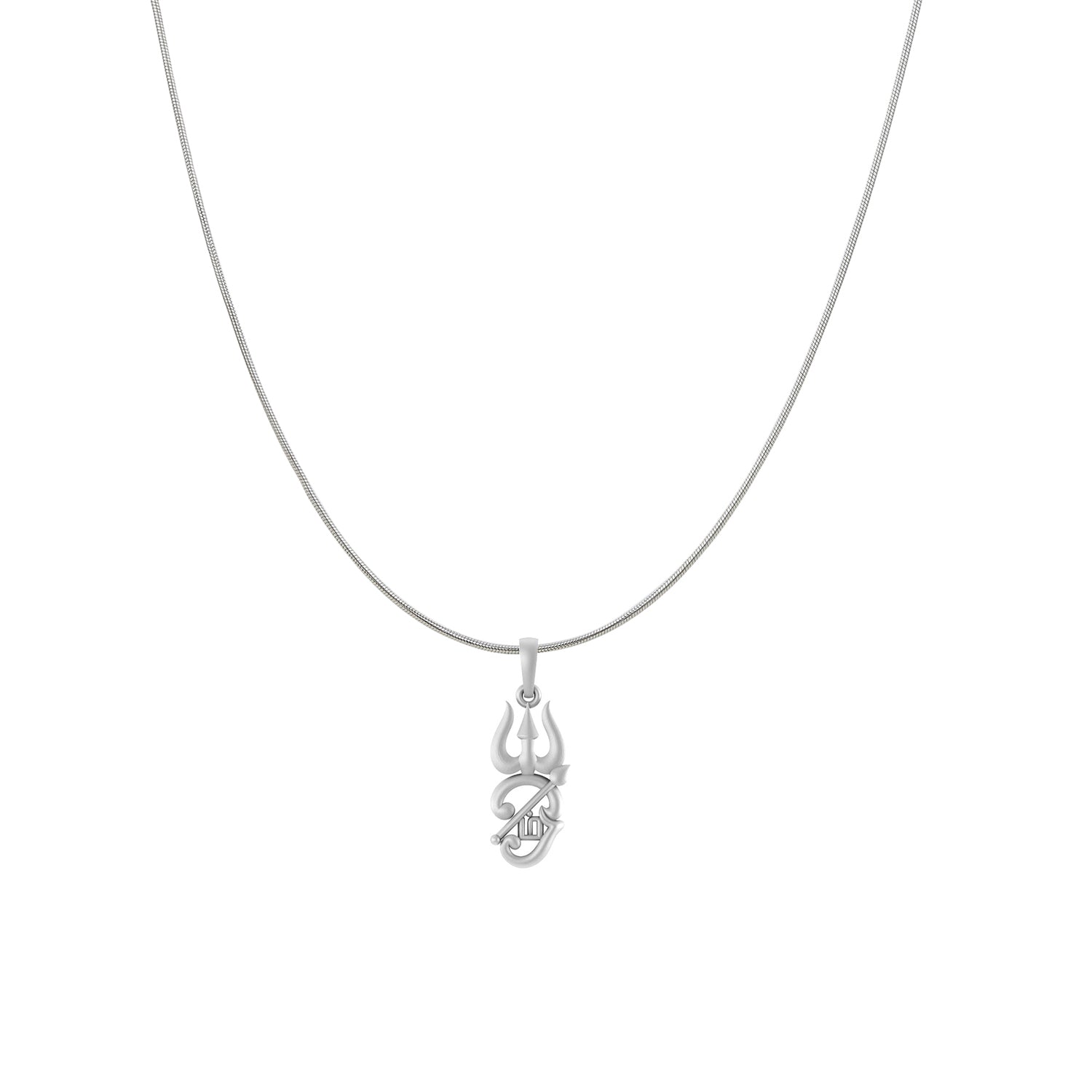 Spiritual Tamil OM Pure Silver 92.5% purity Chain pendant by Akshat Sapphire for Men & Women (Pendant with Snake Chain-18 inches)