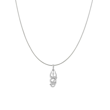 Spiritual Tamil OM Pure Silver 92.5% purity Chain pendant by Akshat Sapphire for Men & Women (Pendant with Snake Chain-18 inches)