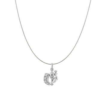 God Kartikeya Pure Silver 92.5% purity Chain pendant by Akshat Sapphire Murugan Pendant (Pendant with Snake Chain-18 inches)