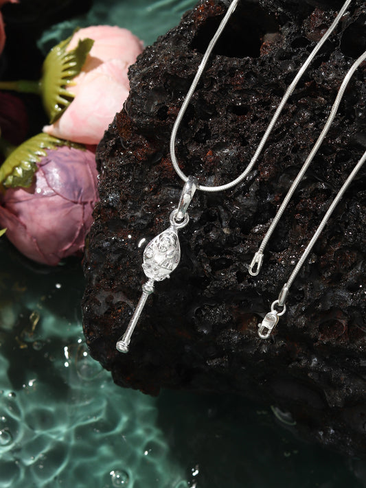 God Kartikeya Pure Silver 92.5% purity Chain pendant by Akshat Sapphire Murugan Pendant (Pendant with Snake Chain-18 inches)