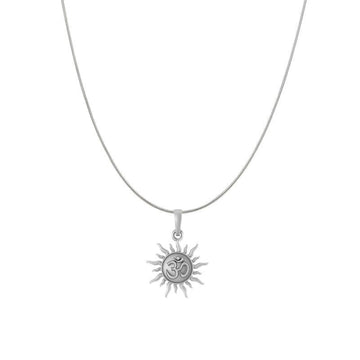 Akshat Sapphire Sterling Silver (92.5% purity) Spiritual Sun Chain Pendant (Pendant with Snake Chain-18 inches) for Women Pure Silver Divine OM Chain Locket for Health & Wealth