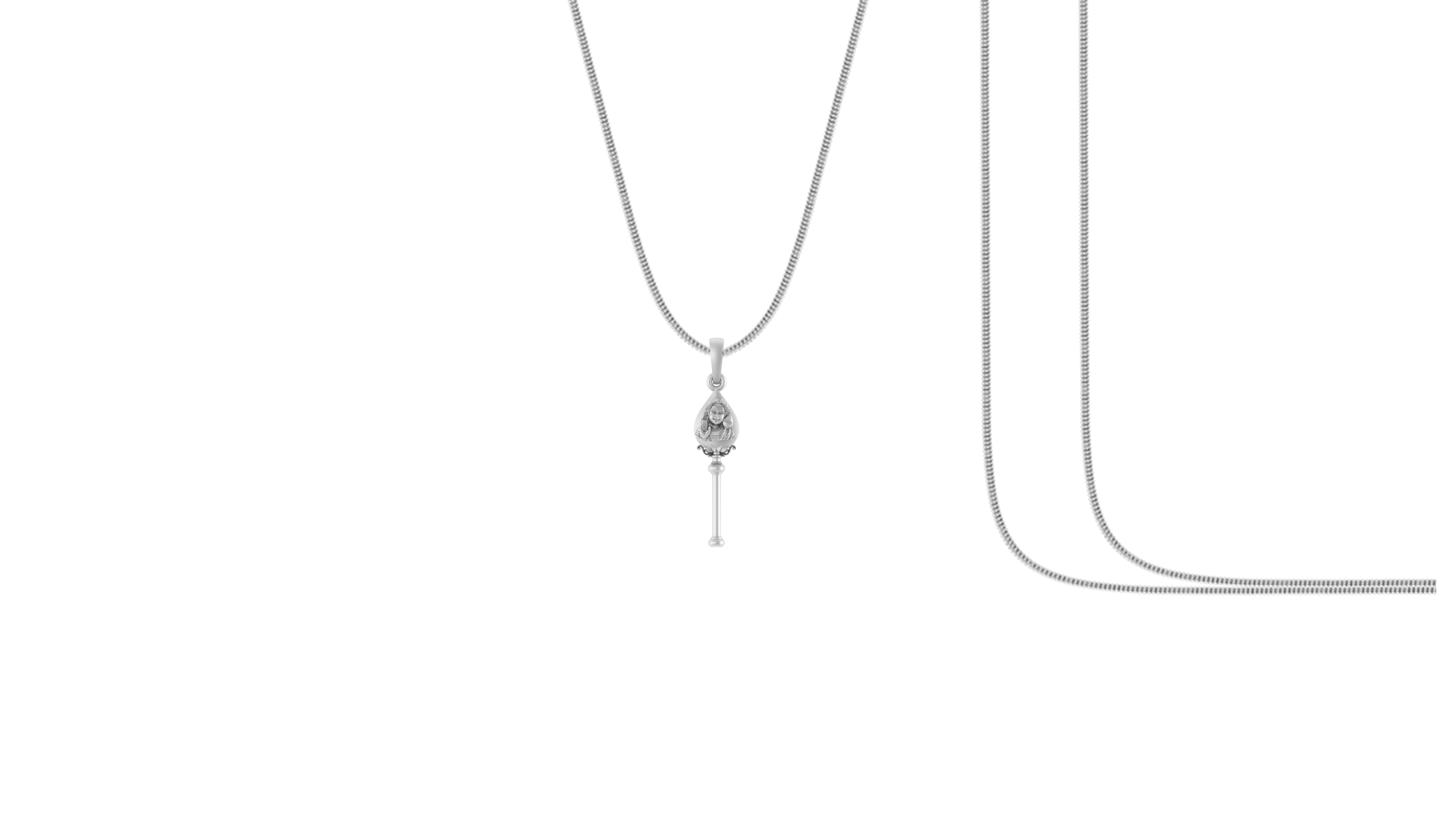 God Kartikeya Pure Silver 92.5% purity Chain pendant by Akshat Sapphire Murugan Pendant (Pendant with Snake Chain-18 inches)
