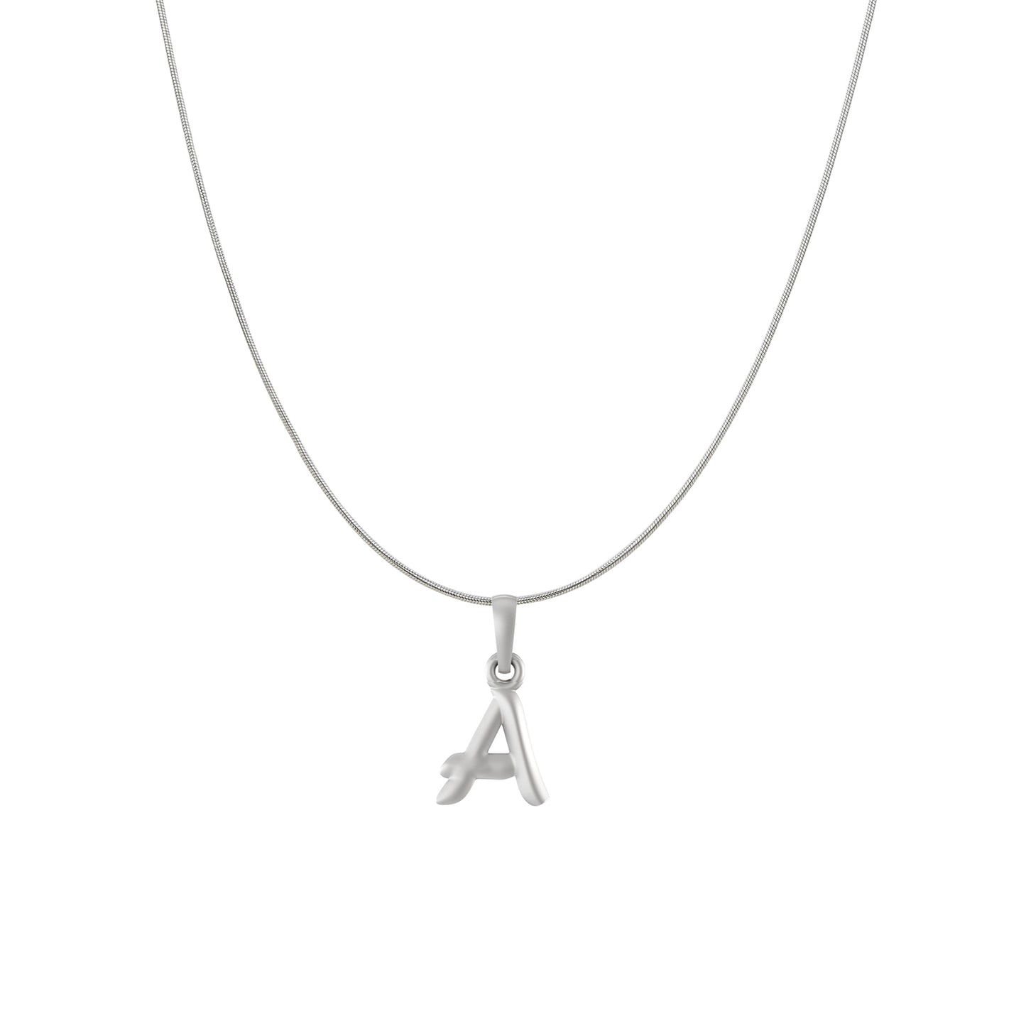 Akshat Sapphire Sterling Silver (92.5% purity) precious Name alphabet chain pendant (Pendnat with snake chain) pure silver designer alphabet chain locket