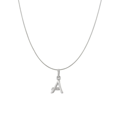 Akshat Sapphire Sterling Silver (92.5% purity) precious Name alphabet chain pendant (Pendnat with snake chain) pure silver designer alphabet chain locket