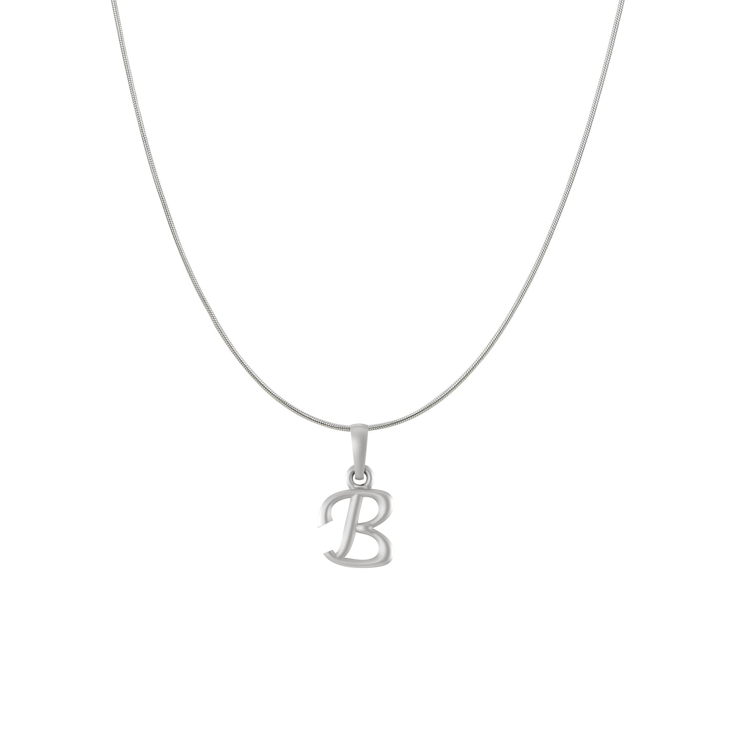 Akshat Sapphire Sterling Silver (92.5% purity) precious Name alphabet chain pendant (Pendnat with snake chain) pure silver designer alphabet chain locket