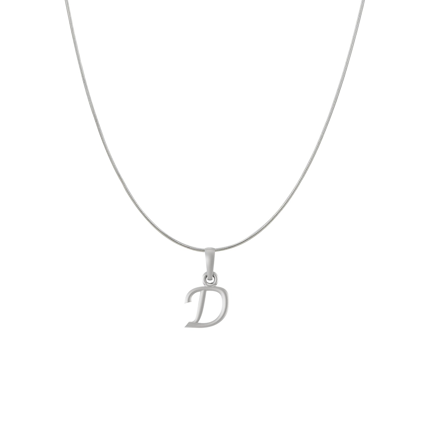 Akshat Sapphire Sterling Silver (92.5% purity) precious Name alphabet chain pendant (Pendnat with snake chain) pure silver designer alphabet chain locket