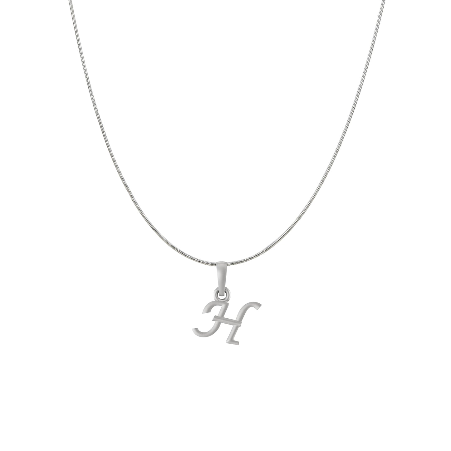 Akshat Sapphire Sterling Silver (92.5% purity) precious Name alphabet chain pendant (Pendnat with snake chain) pure silver designer alphabet chain locket