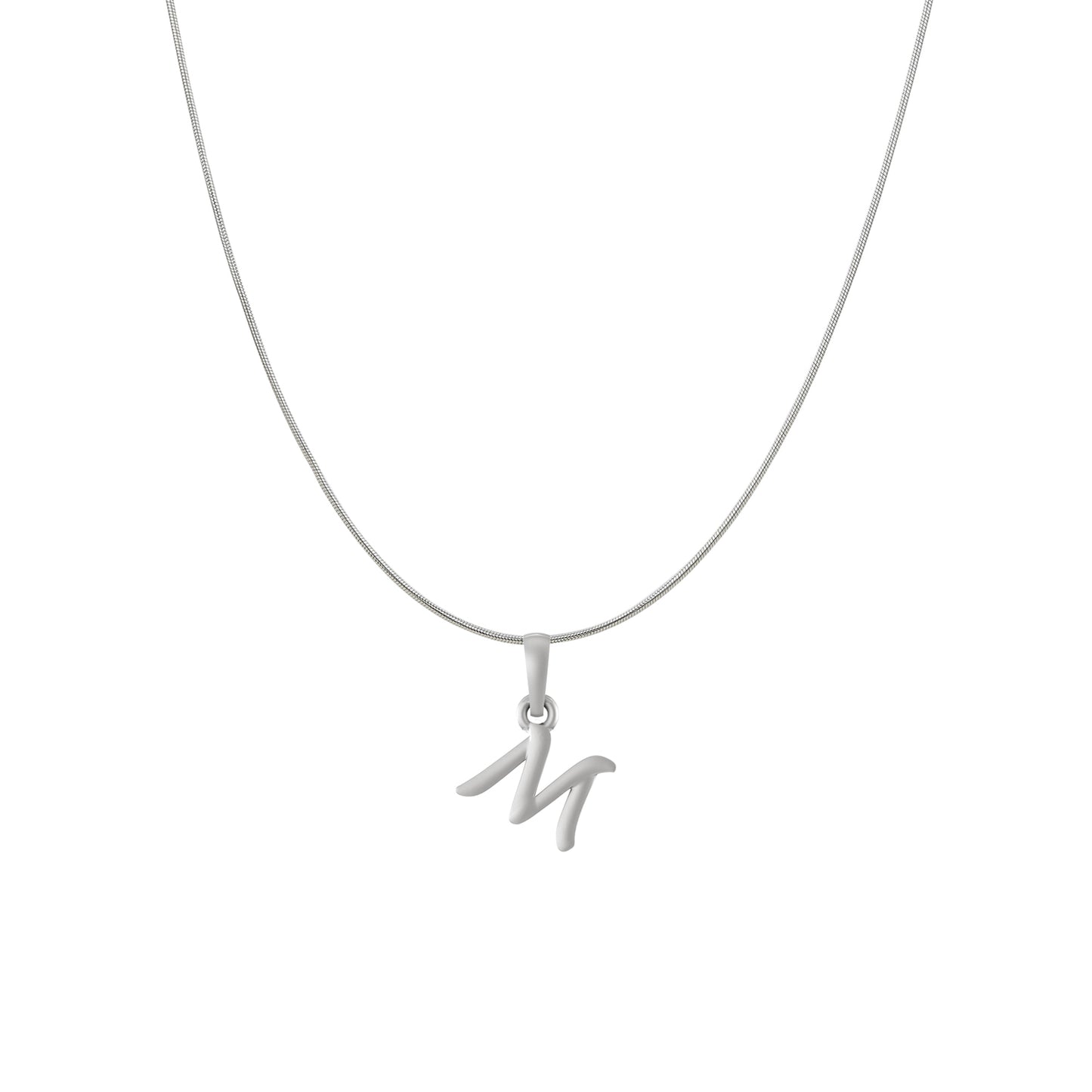 Akshat Sapphire Sterling Silver (92.5% purity) precious Name alphabet chain pendant (Pendnat with snake chain) pure silver designer alphabet chain locket