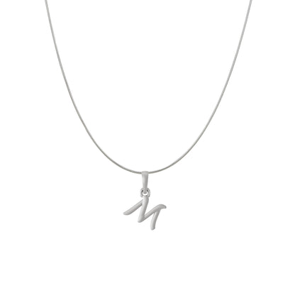 Akshat Sapphire Sterling Silver (92.5% purity) precious Name alphabet chain pendant (Pendnat with snake chain) pure silver designer alphabet chain locket