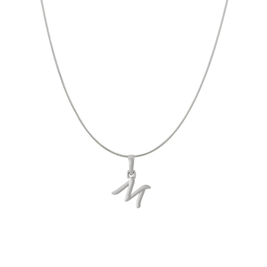 Akshat Sapphire Sterling Silver (92.5% purity) precious Name alphabet chain pendant (Pendnat with snake chain) pure silver designer alphabet chain locket