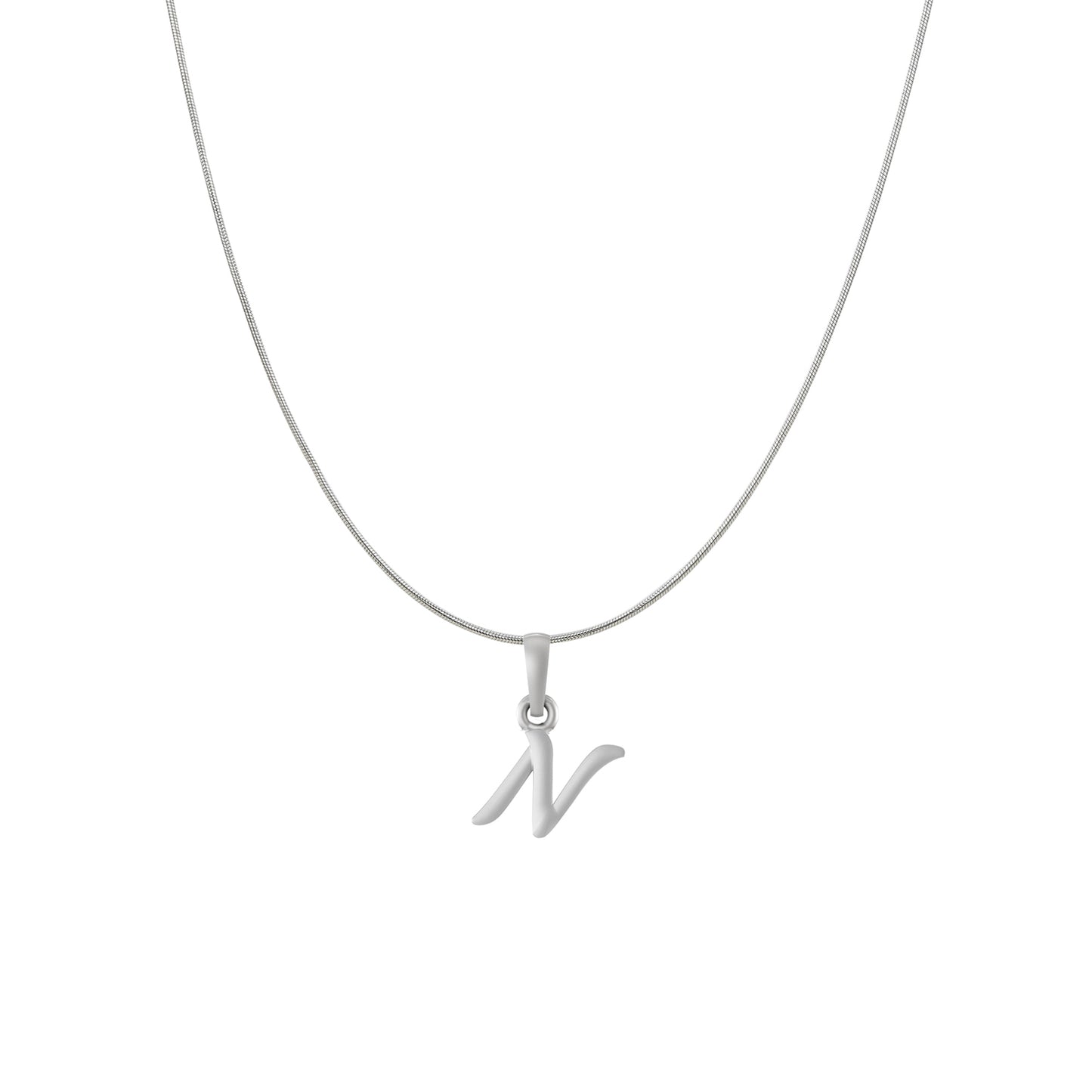 Akshat Sapphire Sterling Silver (92.5% purity) precious Name alphabet chain pendant (Pendnat with snake chain) pure silver designer alphabet chain locket