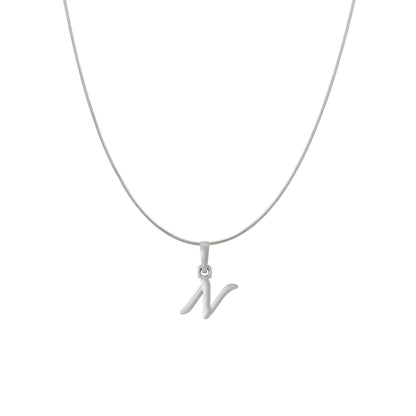 Akshat Sapphire Sterling Silver (92.5% purity) precious Name alphabet chain pendant (Pendnat with snake chain) pure silver designer alphabet chain locket