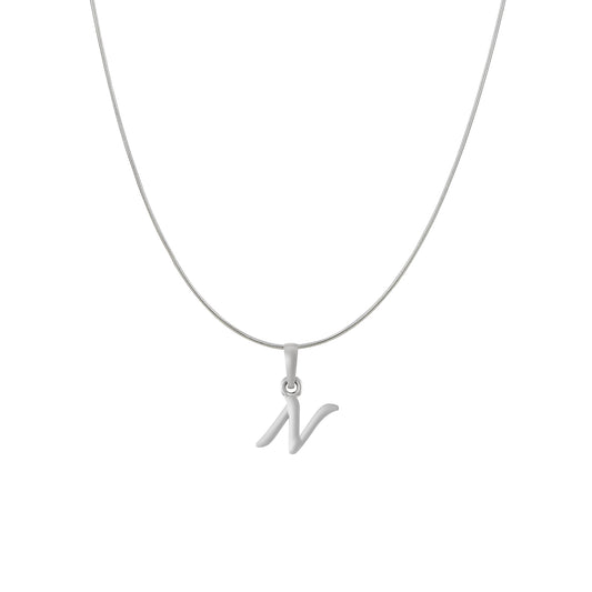 Akshat Sapphire Sterling Silver (92.5% purity) precious Name alphabet chain pendant (Pendnat with snake chain) pure silver designer alphabet chain locket