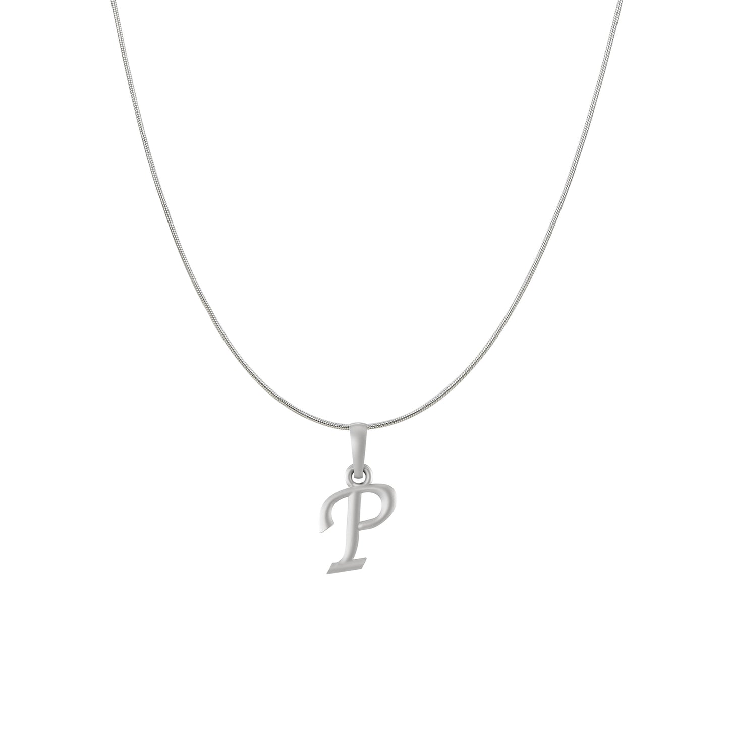 Akshat Sapphire Sterling Silver (92.5% purity) precious Name alphabet chain pendant (Pendnat with snake chain) pure silver designer alphabet chain locket
