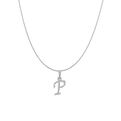 Akshat Sapphire Sterling Silver (92.5% purity) precious Name alphabet chain pendant (Pendnat with snake chain) pure silver designer alphabet chain locket