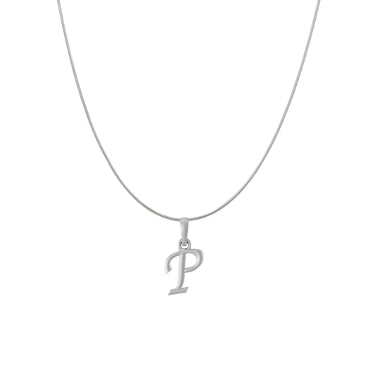 Akshat Sapphire Sterling Silver (92.5% purity) precious Name alphabet chain pendant (Pendnat with snake chain) pure silver designer alphabet chain locket