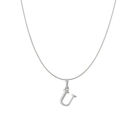 Akshat Sapphire Sterling Silver (92.5% purity) precious Name alphabet chain pendant (Pendnat with snake chain) pure silver designer alphabet chain locket