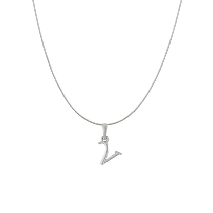 Akshat Sapphire Sterling Silver (92.5% purity) precious Name alphabet chain pendant (Pendnat with snake chain) pure silver designer alphabet chain locket