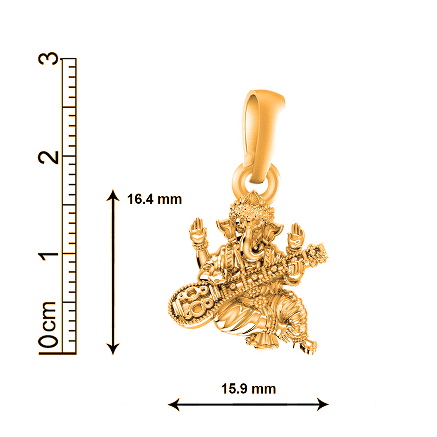 22KT Gold Plated Sterling Silver (92.5% Purity) Pure Silver God Ganesha Chain Pendant (Locket with Figaro Chain) for Women