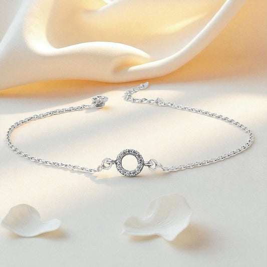 92.5% Pure Silver Rhodium Plated Twilight Moon Anklet For Girls & Womens Chandi Ki Payal