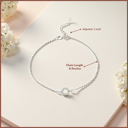 92.5% Pure Silver Rhodium Plated Twilight Moon Anklet For Girls & Womens Chandi Ki Payal