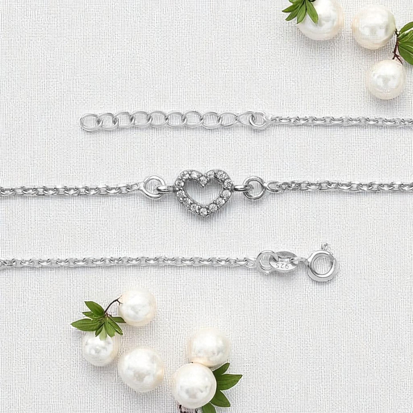 92.5% Pure Silver Rhodium Plated Forever Heart Anklet For Girls & Womens Chandi Ki Payal