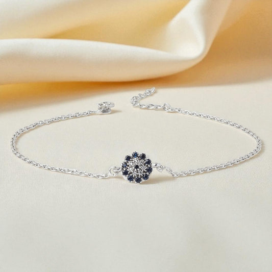 92.5% Pure Silver Rhodium Plated Evil Eye Fashionable Anklet For Girls & Women Chandi Ki Payal