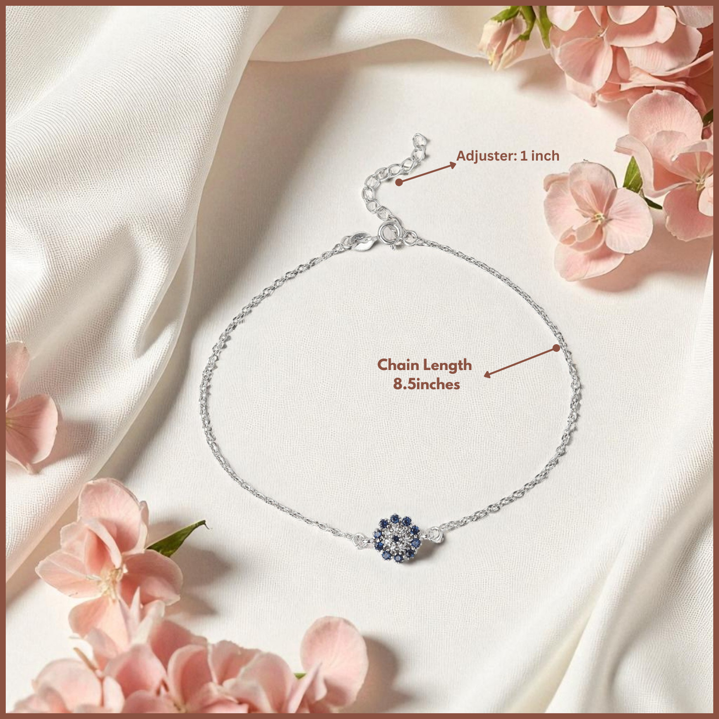 92.5% Pure Silver Rhodium Plated Evil Eye Fashionable Anklet For Girls & Women Chandi Ki Payal