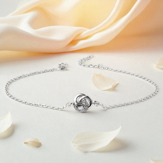 92.5% Pure Silver Rhodium Plated Infinity Knot Anklet – Endless Love For Girls & Womens Chandi Ki Payal
