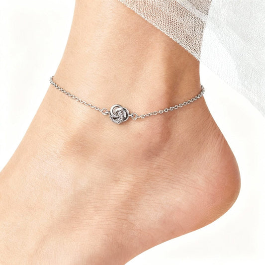 Infinity Knot Anklet for Girls & Women by Akshat Sapphire 92.5 Pure Silver Rhodium Plated PYBCACT04