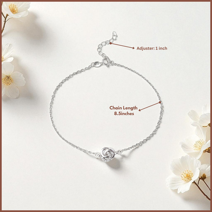 92.5% Pure Silver Rhodium Plated Infinity Knot Anklet – Endless Love For Girls & Womens Chandi Ki Payal