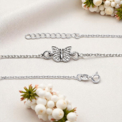 92.5% Pure Silver Rhodium Plated Angel Butterfly Anklet For Girls & Womens Chandi Ki Payal