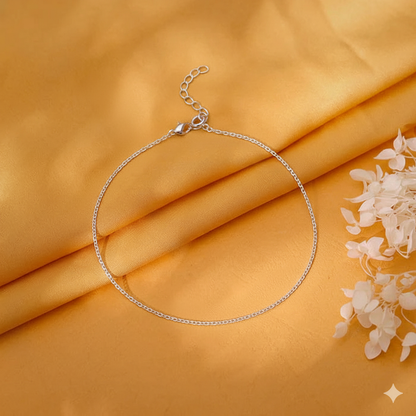 92.5% Pure Silver Rhodium Plated Plain Anchor Anklet For Girls & Womens Chandi Ki Payal