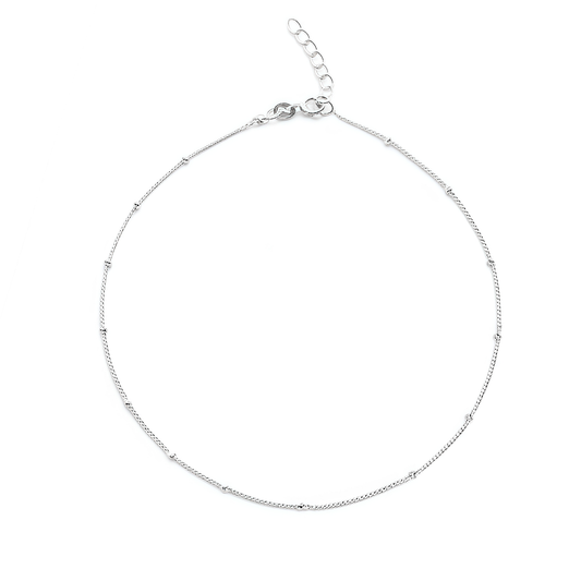 Plain Ball Anklet for Girls & Women by Akshat Sapphire 92.5 Pure Silver Rhodium Plated PYBL