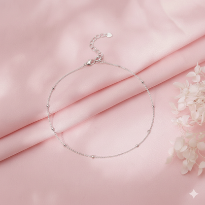 92.5% Pure Silver Rhodium Plated Plain Ball Anklet For Girls & Womens Chandi Ki Payal