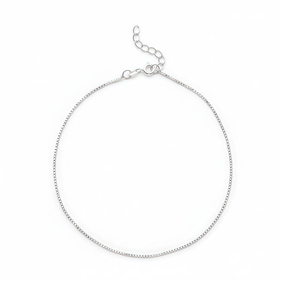 Plain Box Anklet for Girls & Women by Akshat Sapphire 92.5 Pure Silver Rhodium Plated PYB