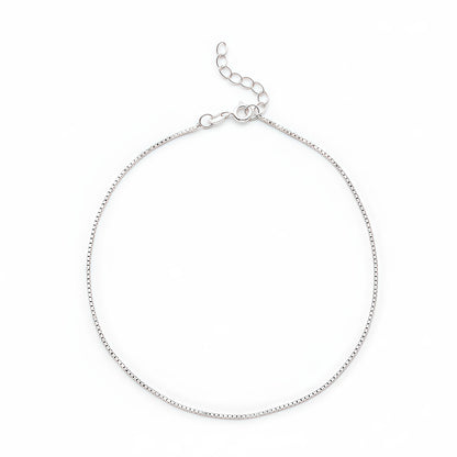 92.5% Pure Silver Rhodium Plated Plain Box Anklet For Girls & Womens Chandi Ki Payal