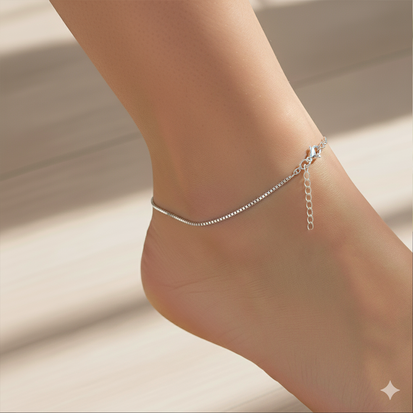 92.5% Pure Silver Rhodium Plated Plain Box Anklet For Girls & Womens Chandi Ki Payal