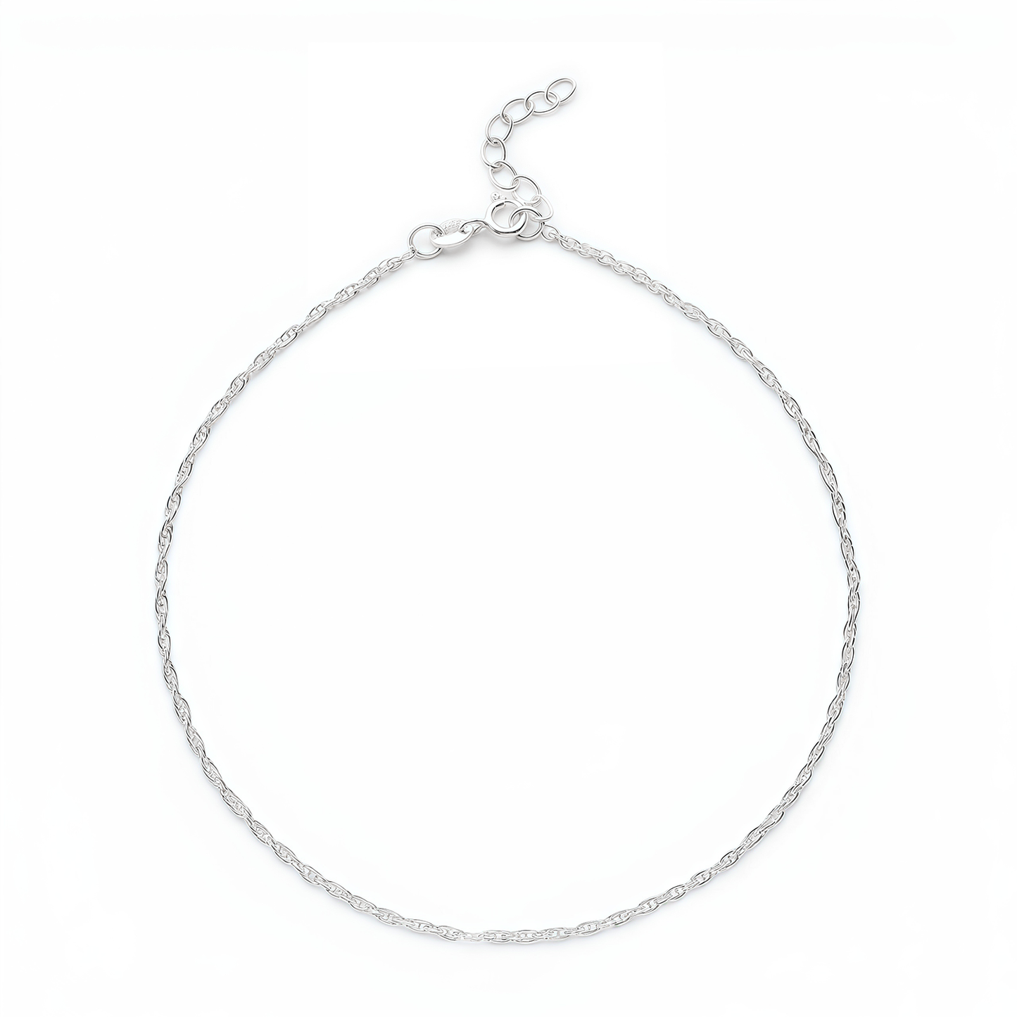 92.5% Pure Silver Rhodium Plated Plain Rope Anklet For Girls & Womens Chandi Ki Payal