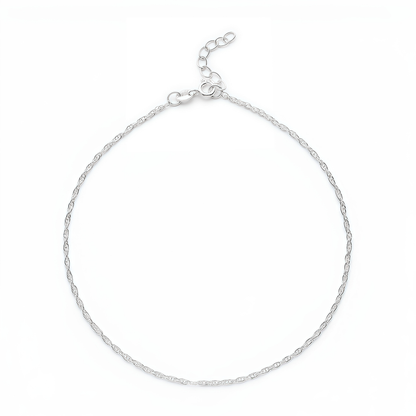 92.5% Pure Silver Rhodium Plated Plain Rope Anklet For Girls & Womens Chandi Ki Payal