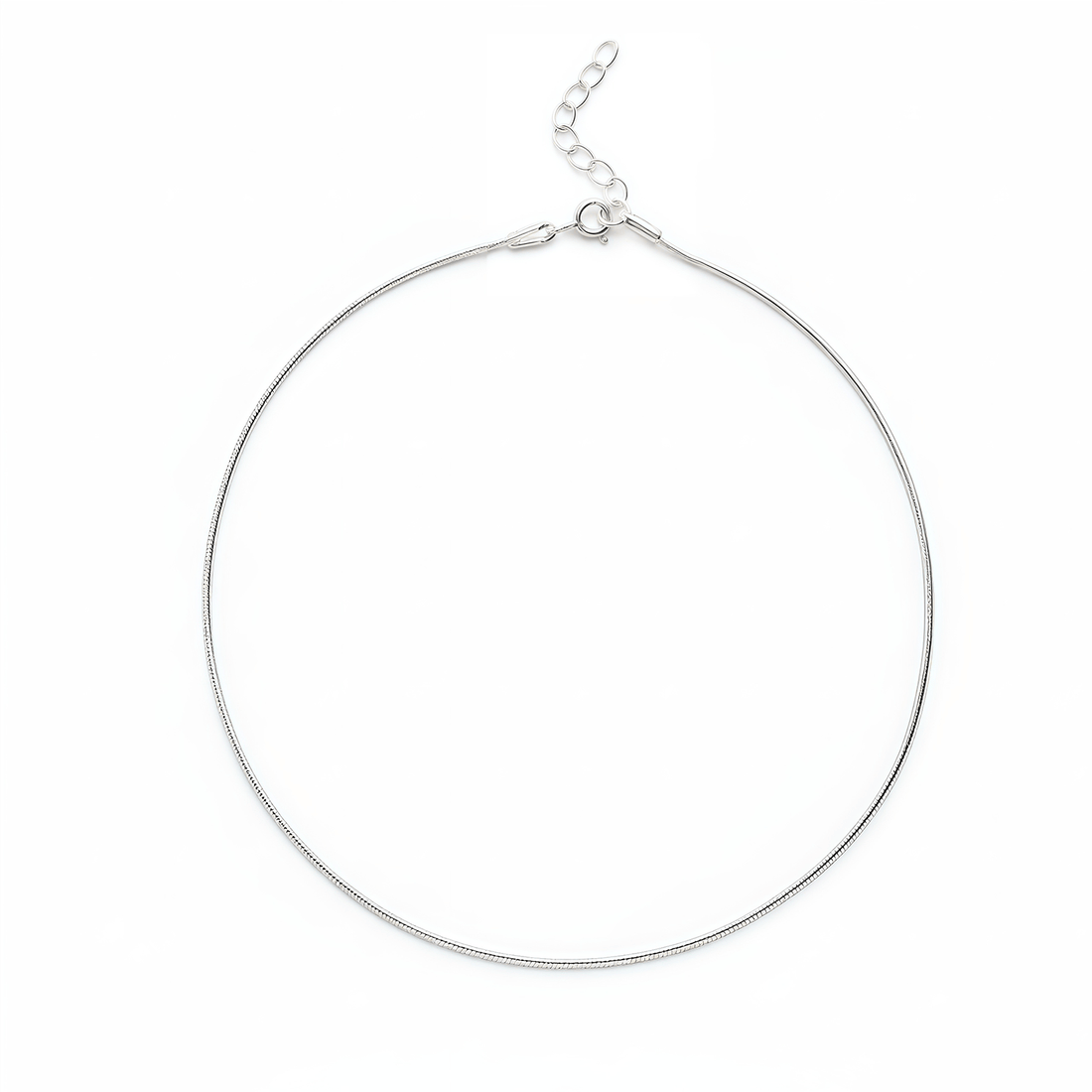 Plain Snake Anklet for Girls & Women by Akshat Sapphire 92.5 Pure Silver Rhodium Plated PYS