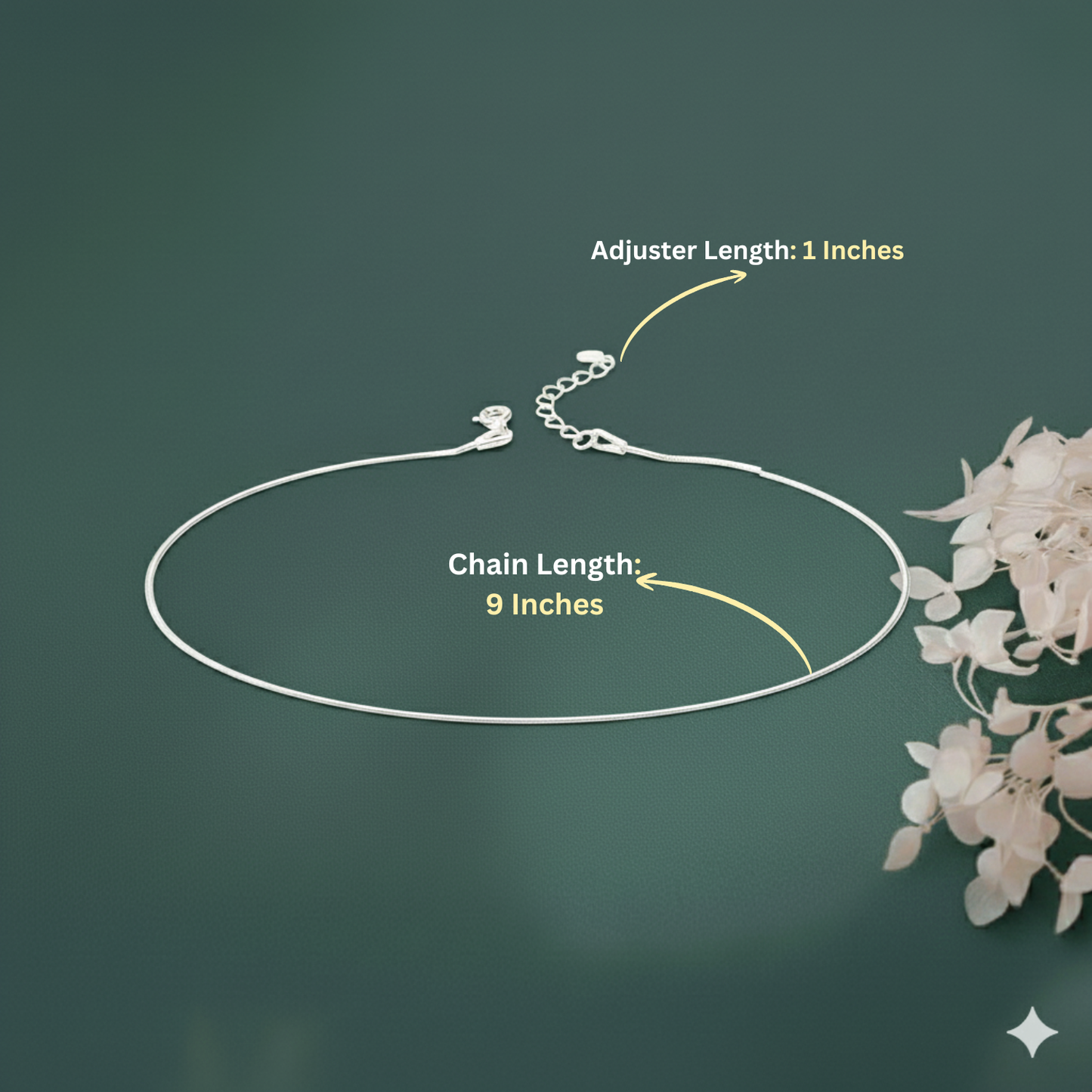 92.5% Pure Silver Rhodium Plated Plain Snake Anklet For Girls & Womens Chandi Ki Payal