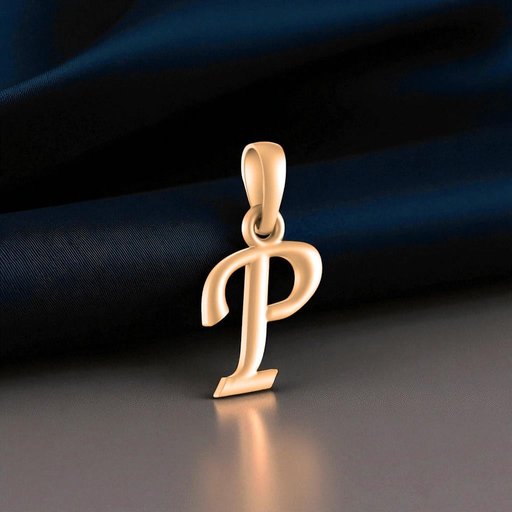 22 CT Gold Plated Silver (92.5% purity) Precious Name Alphabet Pendant by Akshat Sapphire For Kids And Girls
